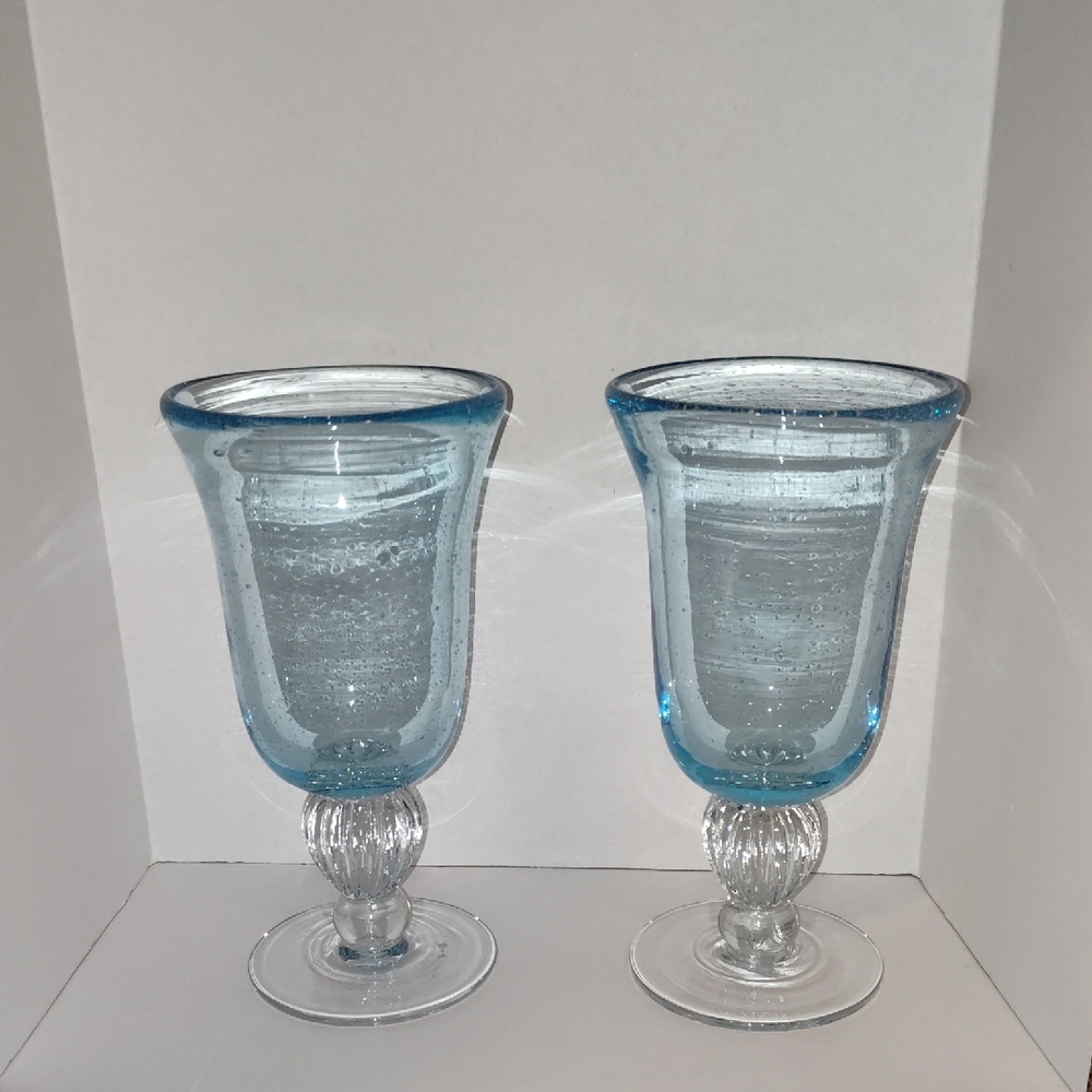 2 Vintage Lenox Blue Glass Provencial Water Goblets ( 4 Avail)